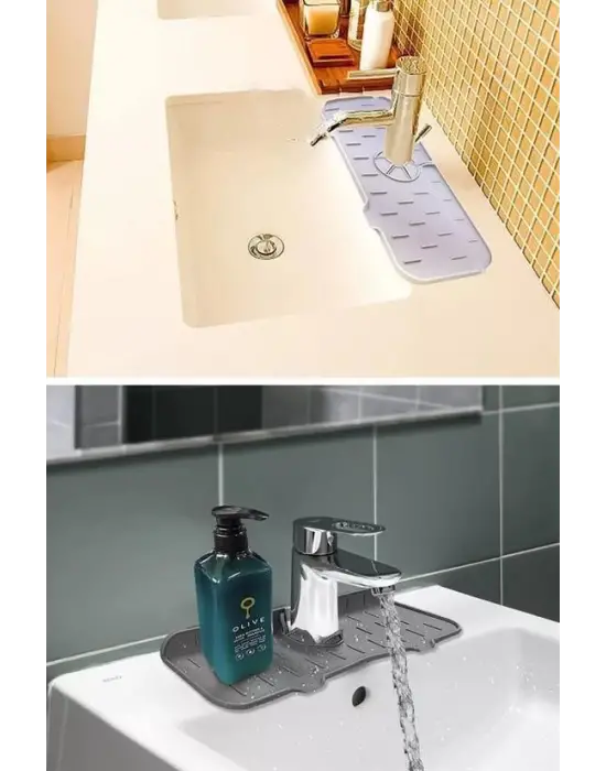 Omarı Sıçrama Koruma Matı Lavabo Musluk Sapı Tutucusu
