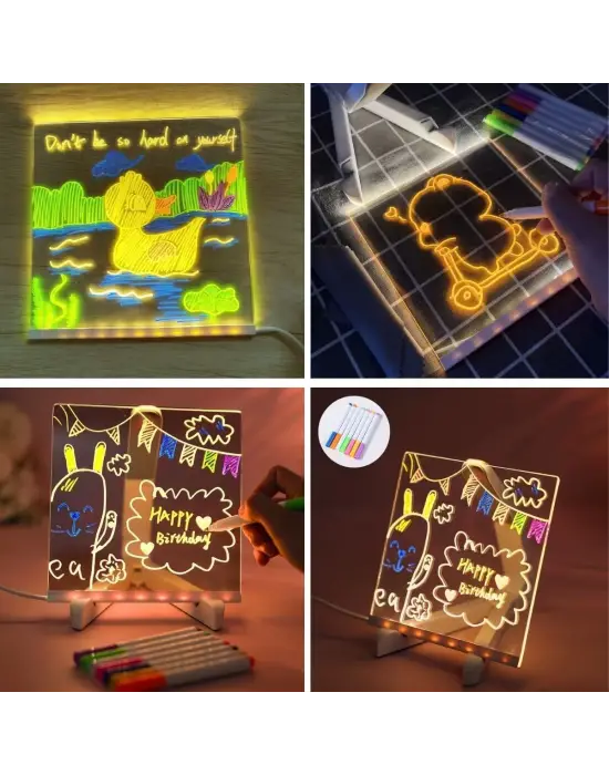 Omarı Renkli LED Işıklı Kendiliğinden Değişen Kare Yazı Panosu