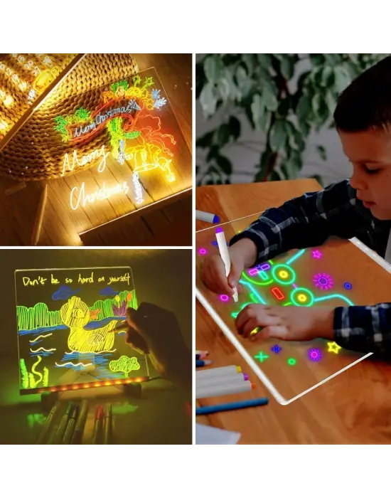 Omarı Renkli LED Işıklı Kendiliğinden Değişen Kare Yazı Panosu