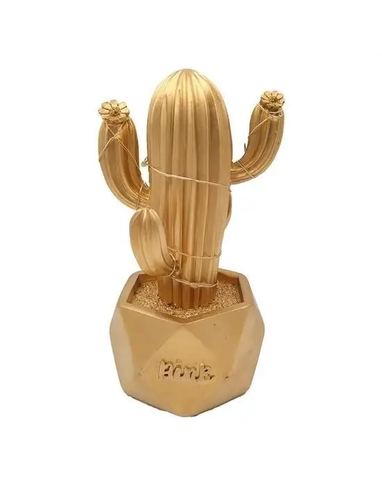 Omarı Sevimli Kaktüs Dekoratif Led Masa Lambası - Gold