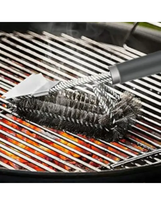 BUFFER® Mangal Izgara Temizleme Fırçası – Paslanmaz Çelik Telli, Uzun Saplı Grill Temizlik Aparatı Mangal Temizlik Fırçası