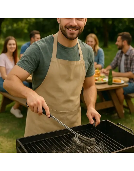 BUFFER® Mangal Izgara Temizleme Fırçası – Paslanmaz Çelik Telli, Uzun Saplı Grill Temizlik Aparatı Mangal Temizlik Fırçası