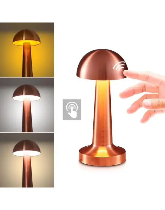 Omarı Dokunmatik Şarjlı Bronz Renk Masa Lambası LED