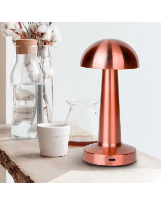 Omarı Dokunmatik Şarjlı Bronz Renk Masa Lambası LED
