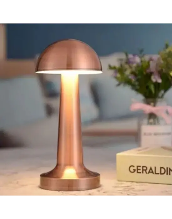 Omarı Dokunmatik Şarjlı Bronz Renk Masa Lambası LED