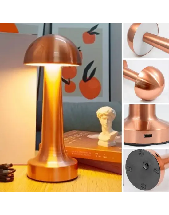 Omarı Dokunmatik Şarjlı Bronz Renk Masa Lambası LED