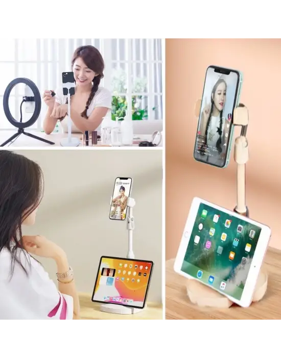 Omarı Pratik Masa Üstü Telefon Tutucu Standı Beyaz