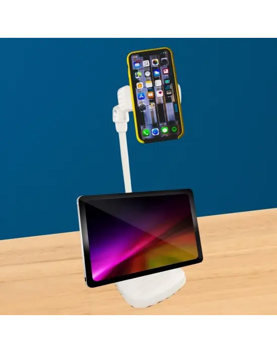 Omarı Pratik Masa Üstü Telefon Tutucu Standı Beyaz
