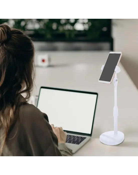 Omarı Pratik Masa Üstü Telefon Tutucu Standı Beyaz
