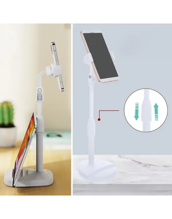 Omarı Pratik Masa Üstü Telefon Tutucu Standı Beyaz