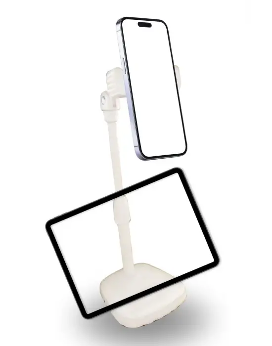Omarı Pratik Masa Üstü Telefon Tutucu Standı Beyaz