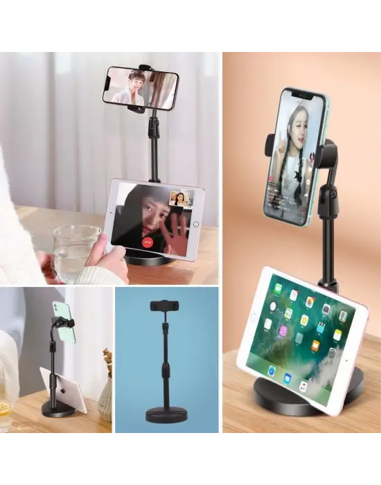 Omarı Masa Üstü Tablet ve Telefon Tutucu Stand - Siyah