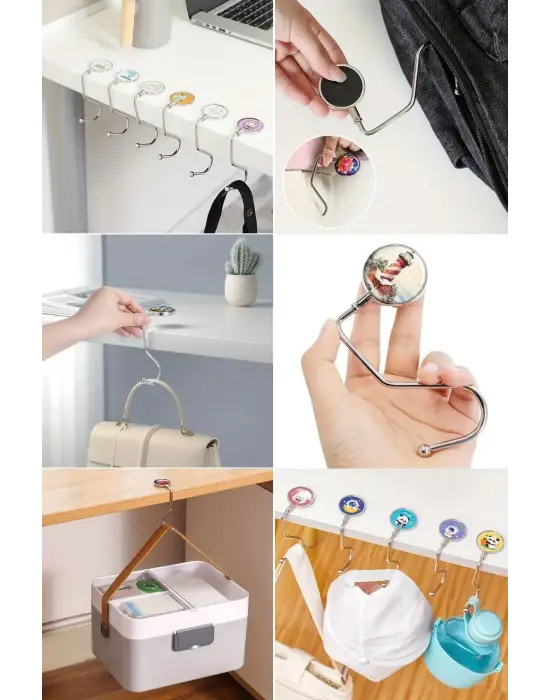 Omarı Pratik Masaya Takılabilir Çanta Askısı - Metal Çanta Kanca