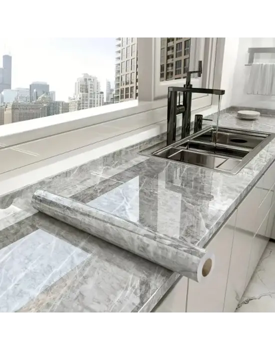 Omarı Mermer Desenli Atina Gri Sticker Folyo - 60CM*5MT