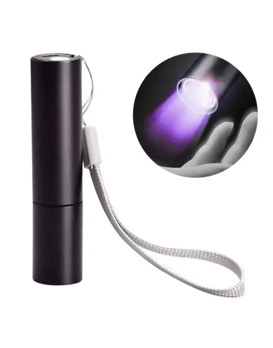 BUFFER® Mini Cep Boy USB İle Şarj Olan Oje Kurutucu Sahte Para Kontol LED UV Mor Işık El Feneri