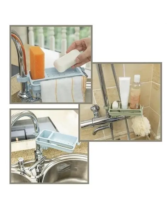 Omarı Musluğa Takılan Sünger Havlu Askılı Sabun Hazneli Organizer