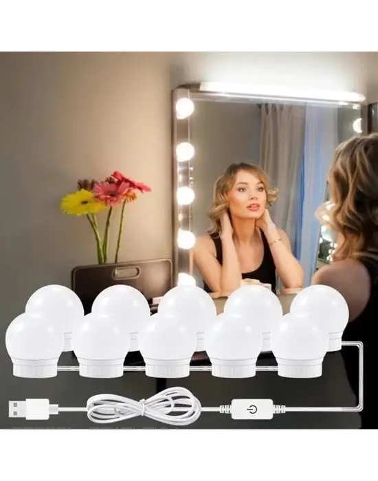 Omarı Nostalji Hollywood Tarzı LED Işıklı Makyaj Masası Aynası