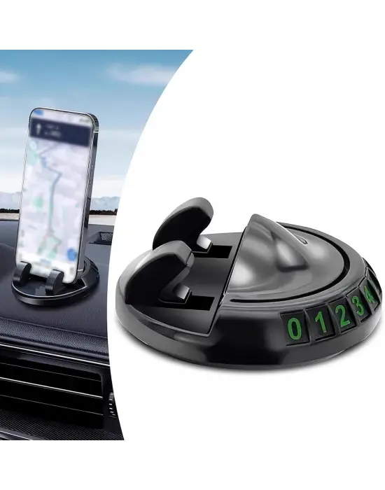 BUFFER® Numaratörlü Güçlü Yapışkanlı 360 Derece Dönebilen Su Geçirmez Araç İçi Telefon Tutucu Plastik Aparat