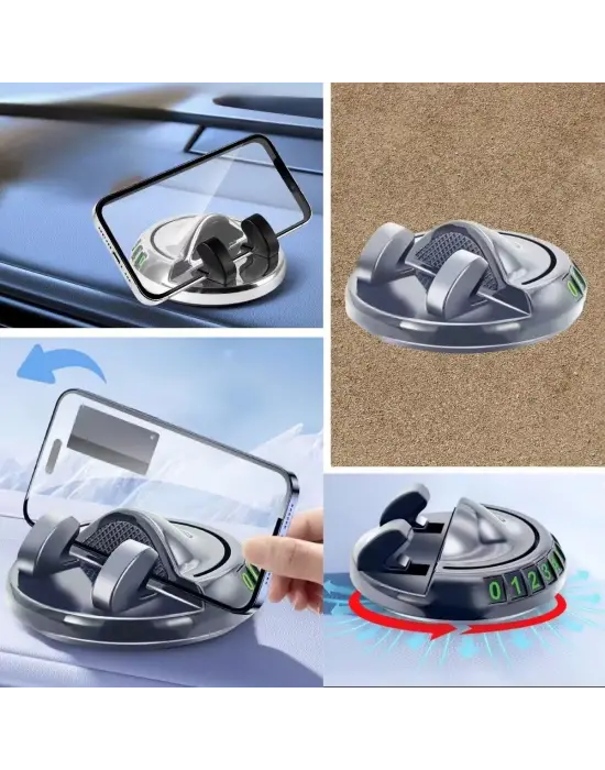 BUFFER® Numaratörlü Güçlü Yapışkanlı 360 Derece Dönebilen Su Geçirmez Araç İçi Telefon Tutucu Plastik Aparat