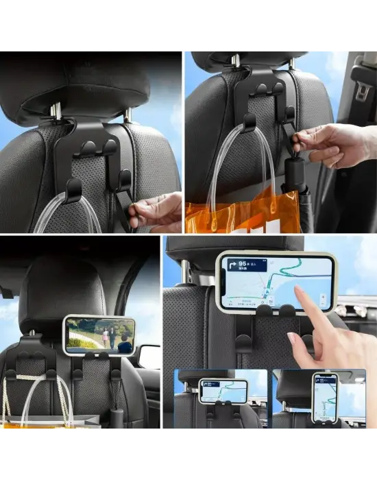 BUFFER® Oto Koltuk Arkası Düzenleyici Organizer Askılıklı Telefon,Tablet Tutucu