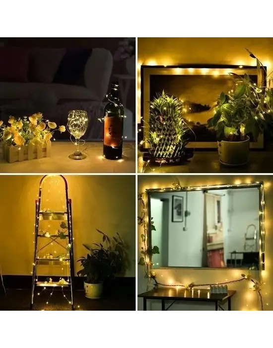 BUFFER® Peri Led Işık 10 Metre (Sarı) Pilli Aydınlatma Şerit Led Saçak Spot Süsleme