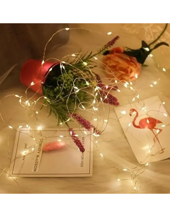 BUFFER® Peri Led Işık 10 Metre (Sarı) Pilli Aydınlatma Şerit Led Saçak Spot Süsleme