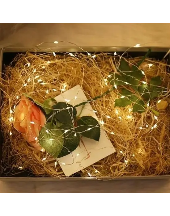 BUFFER® Peri Led Işık 10 Metre (Sarı) Pilli Aydınlatma Şerit Led Saçak Spot Süsleme