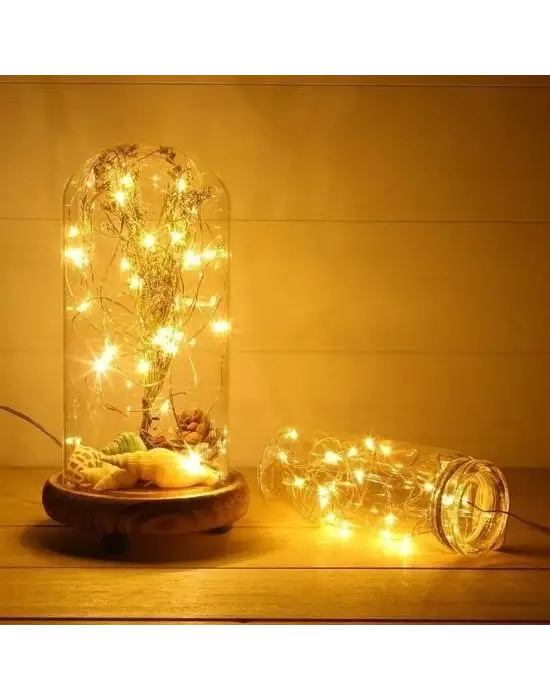 BUFFER® Peri Led Işık 10 Metre (Sarı) Pilli Aydınlatma Şerit Led Saçak Spot Süsleme