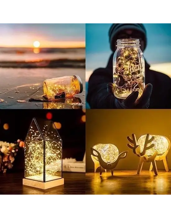 Omarı Sarı Led Işık 5 Metre Pilli Aydınlatma Şeridi