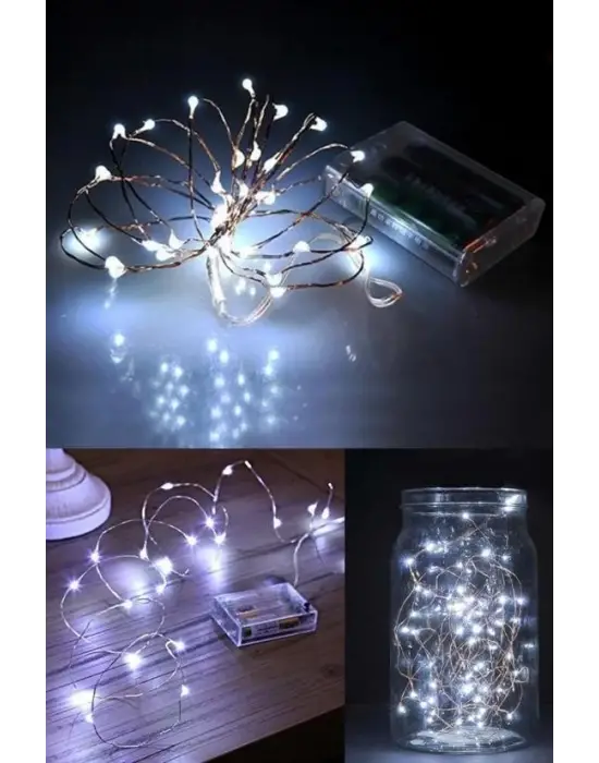 Omarı 5 Metre Dekoratif Peri Led Beyaz Aydınlatma Lambası
