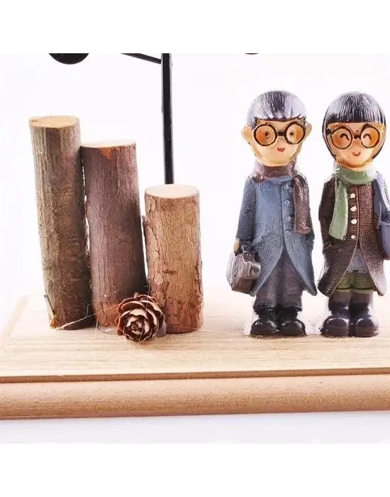 Omarı Romantik Çift Temalı Büyük Boy Dekoratif Ahşap Biblo Işıkla