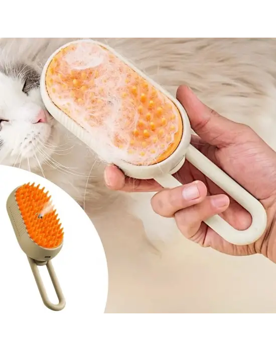 BUFFER®  Saplı Su Püskürtmeli Kedi Köpek Fırçası Masaj Etkili Tüy Toplama Tarağı