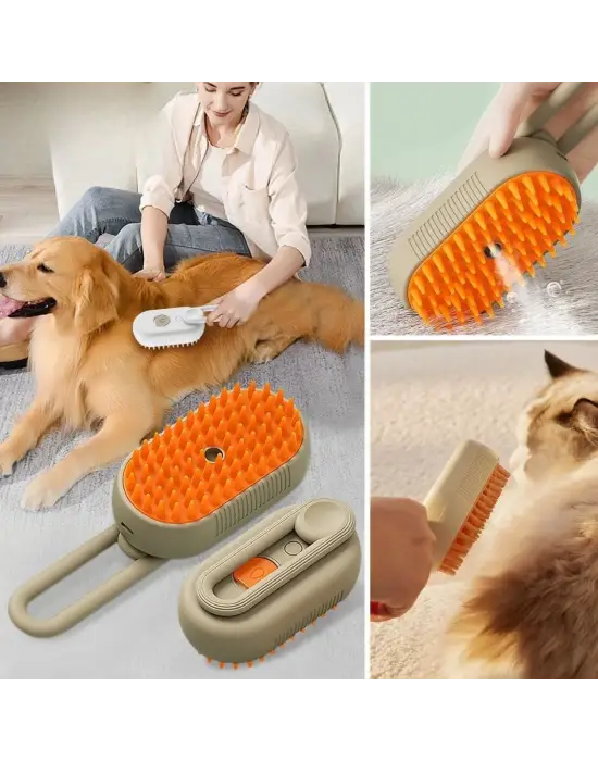 BUFFER®  Saplı Su Püskürtmeli Kedi Köpek Fırçası Masaj Etkili Tüy Toplama Tarağı