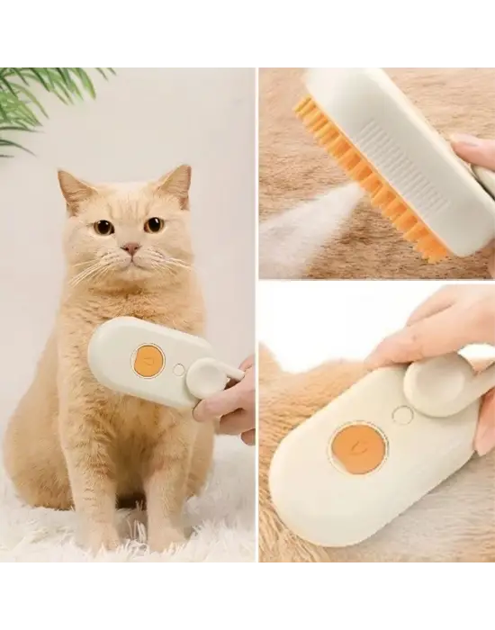 BUFFER®  Saplı Su Püskürtmeli Kedi Köpek Fırçası Masaj Etkili Tüy Toplama Tarağı