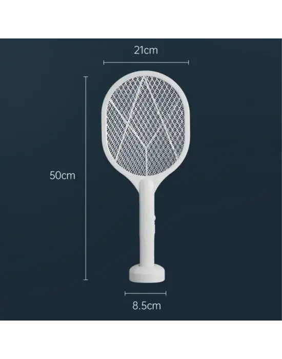 Omarı Mor Işık Şarjlı Sinek Kovucu Raket - Masaüstü Standlı 5w