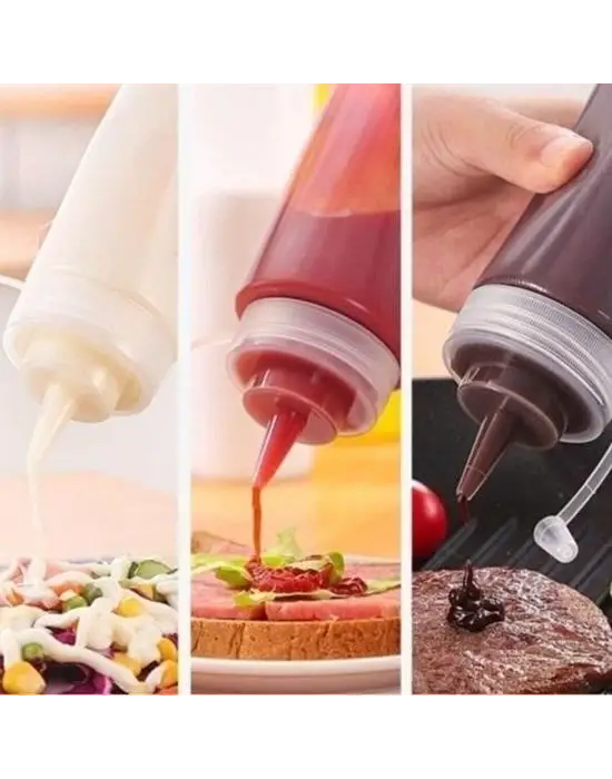 Omarı Şeffaf Kapaklı Sızdırmaz Yağlık ve Sosluk Şişesi - 400 ml