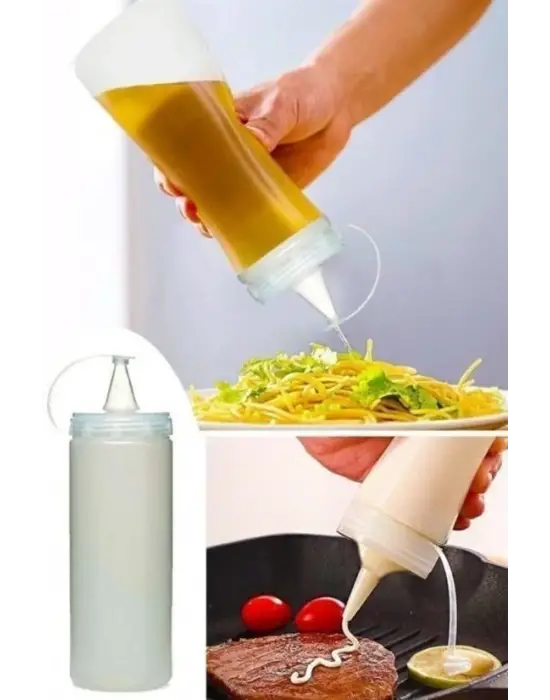 Omarı Şeffaf Kapaklı Sızdırmaz Yağlık ve Sosluk Şişesi - 400 ml