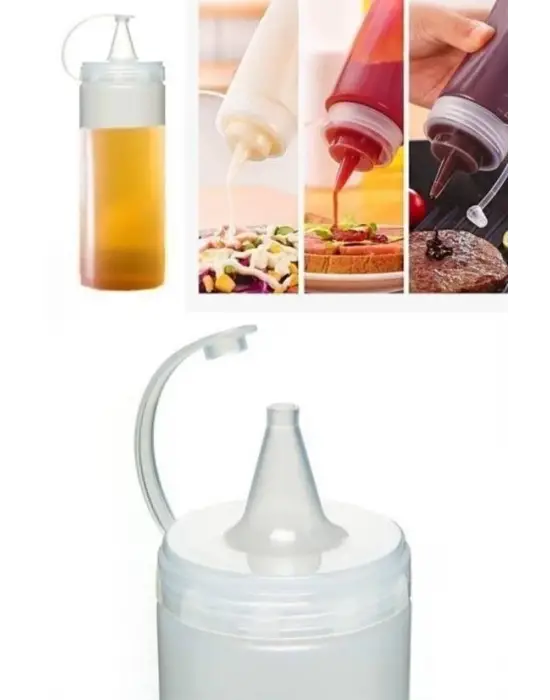 Omarı Şeffaf Kapaklı Sızdırmaz Yağlık ve Sosluk Şişesi - 400 ml