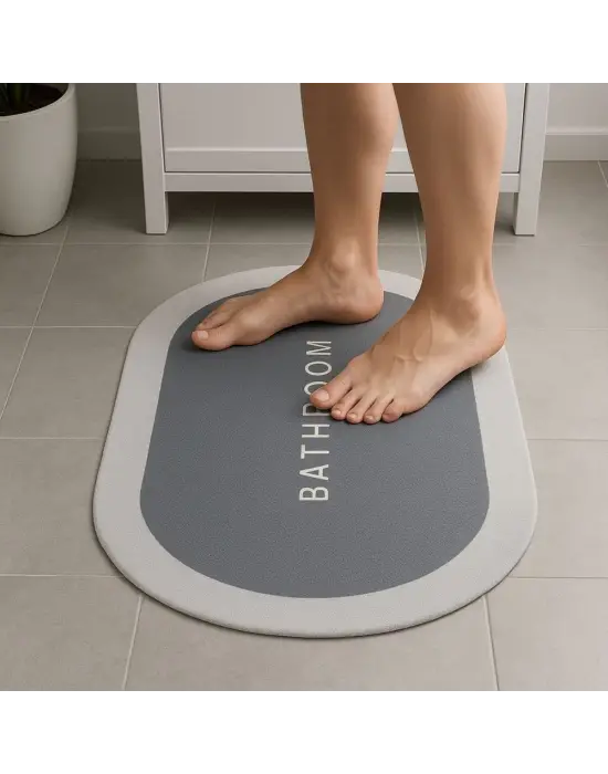 Omarı Sihirli Su Emici Kaymaz Tabanlı Oval Paspas