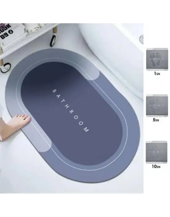 Omarı Sihirli Su Emici Kaymaz Tabanlı Oval Paspas