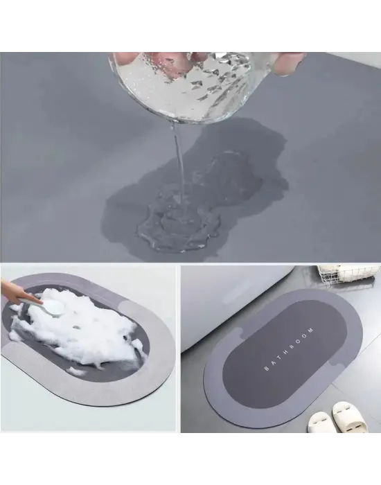 Omarı Sihirli Su Emici Kaymaz Tabanlı Oval Paspas