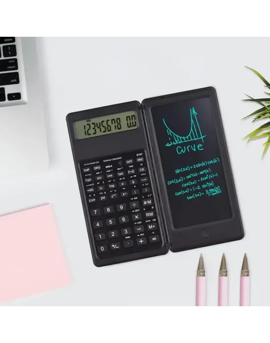 Omarı Katlanabilir Bilimsel Hesap Makinesi with Silinebilir LCD Ekran
