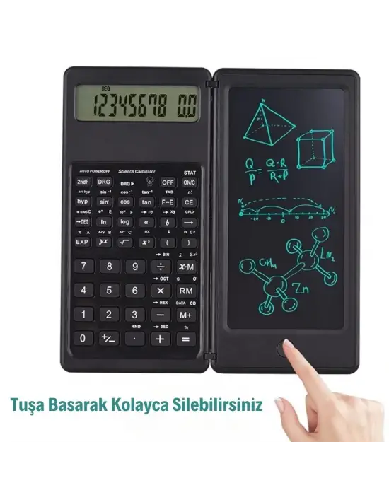 Omarı Katlanabilir Bilimsel Hesap Makinesi with Silinebilir LCD Ekran
