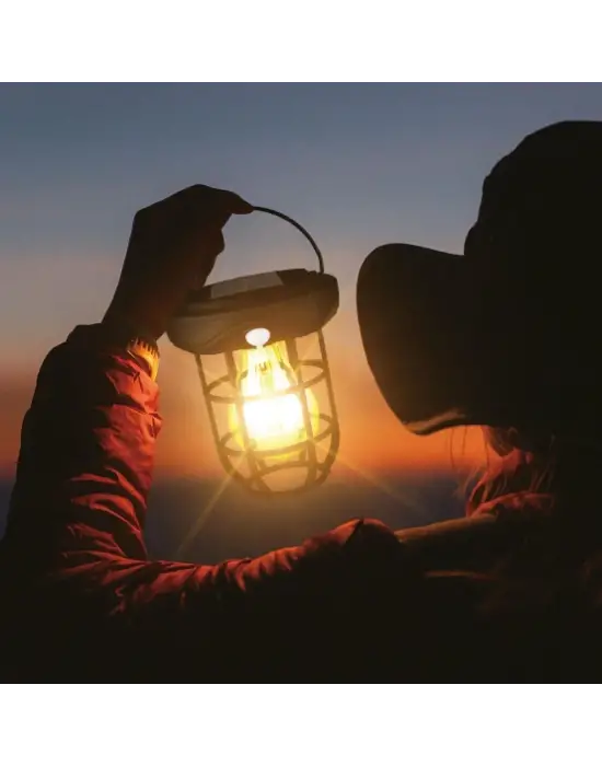 Omarı Güneş Enerjili Solar Kamp Feneri – Otomatik Şarj ve Gece Işığı, Taşınabilir LED Lamba