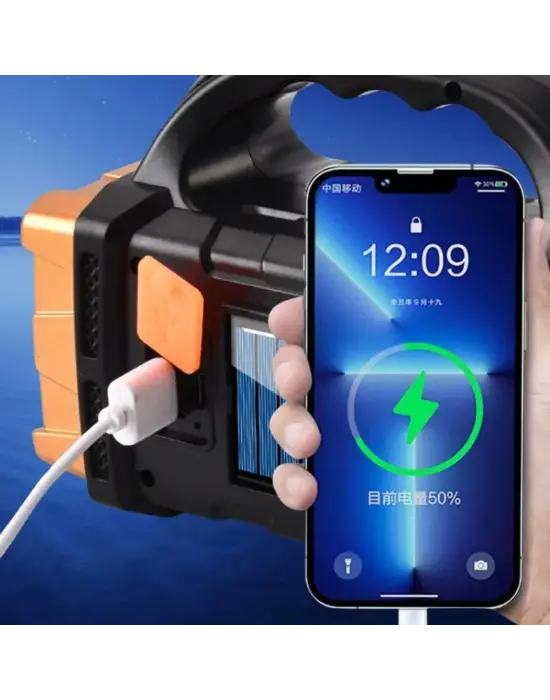 Omarı Taşınabilir Solar ve USB Şarjlı Çalışma Işığı - Su Geçirmez LED El Feneri