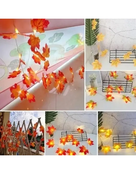 BUFFER® Sonbahar Konseptli Dekoratif Yaprak Desenli Şerit Led Gece Lamabası