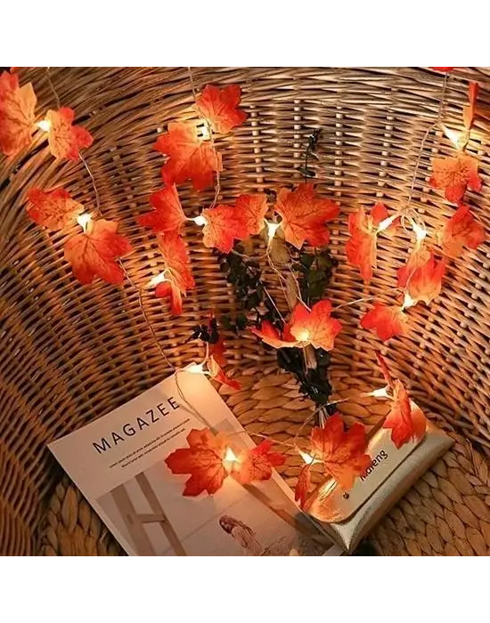 BUFFER® Sonbahar Konseptli Dekoratif Yaprak Desenli Şerit Led Gece Lamabası