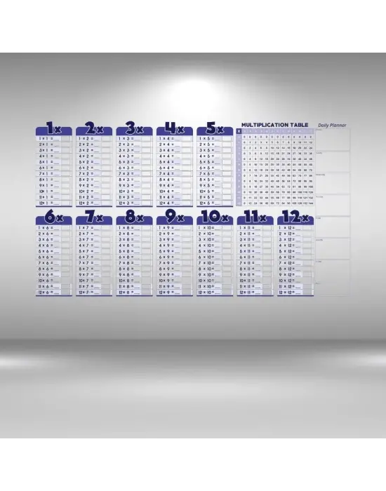 Omarı Akıllı Statik Çarpım Tablosu 100x56 cm - Eğitici Yazılım ve Silgili Kalem ile