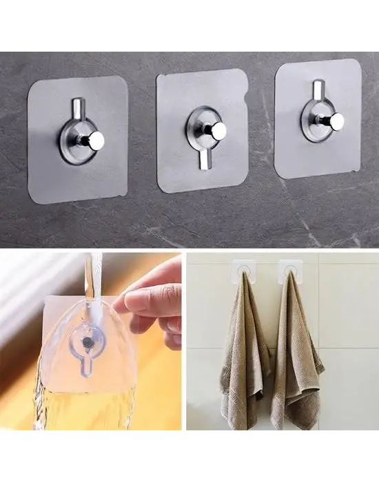 BUFFER® Süper Güçlü Çerçeve Askısı Pin Delgisiz Vidalı Tırnak Kanca Yapışkanlı Raf Tutucu Askı 5li