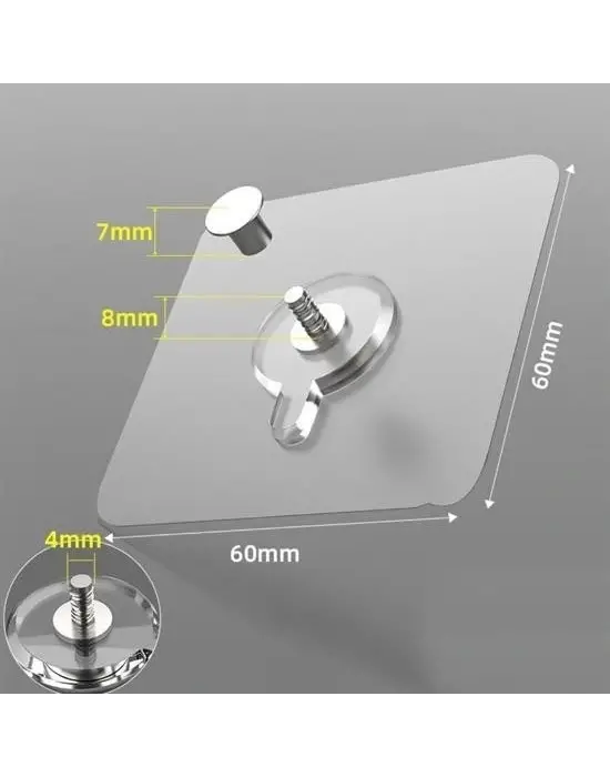 BUFFER® Süper Güçlü Çerçeve Askısı Pin Delgisiz Vidalı Tırnak Kanca Yapışkanlı Raf Tutucu Askı 5li